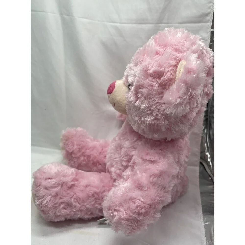 Build A Bear Pink Cuddles Teddy Heart Nose Swirly Fur Plush 16